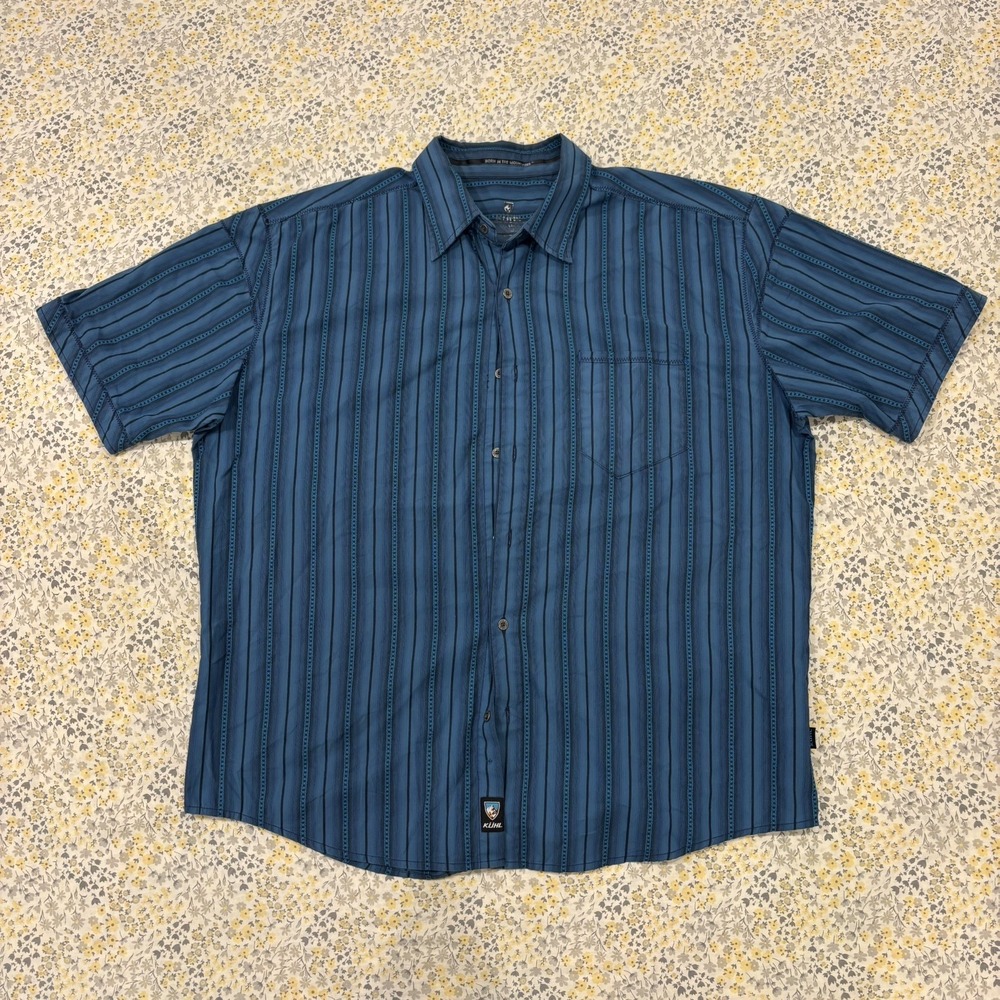 Kuhl Born In The Mountains Men's XXL Blue Button Up Short Sleeve Button Up Shirt